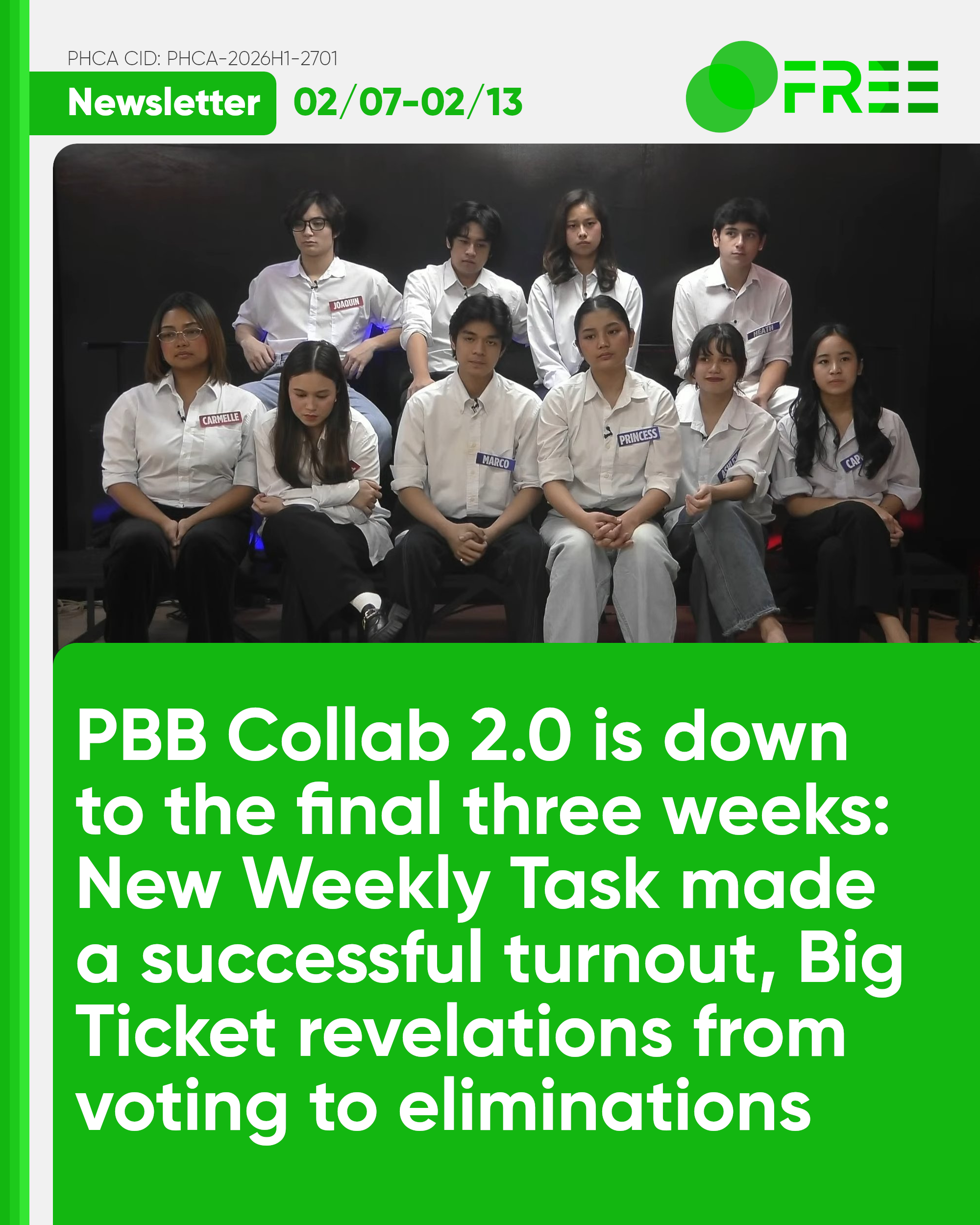 For this week’s featured article of our newsletter, a New Weekly Task in PBB Collab 2.0 that made a successful turnout, with Big Ticket revelations from voting to eliminations for the final three weeks.