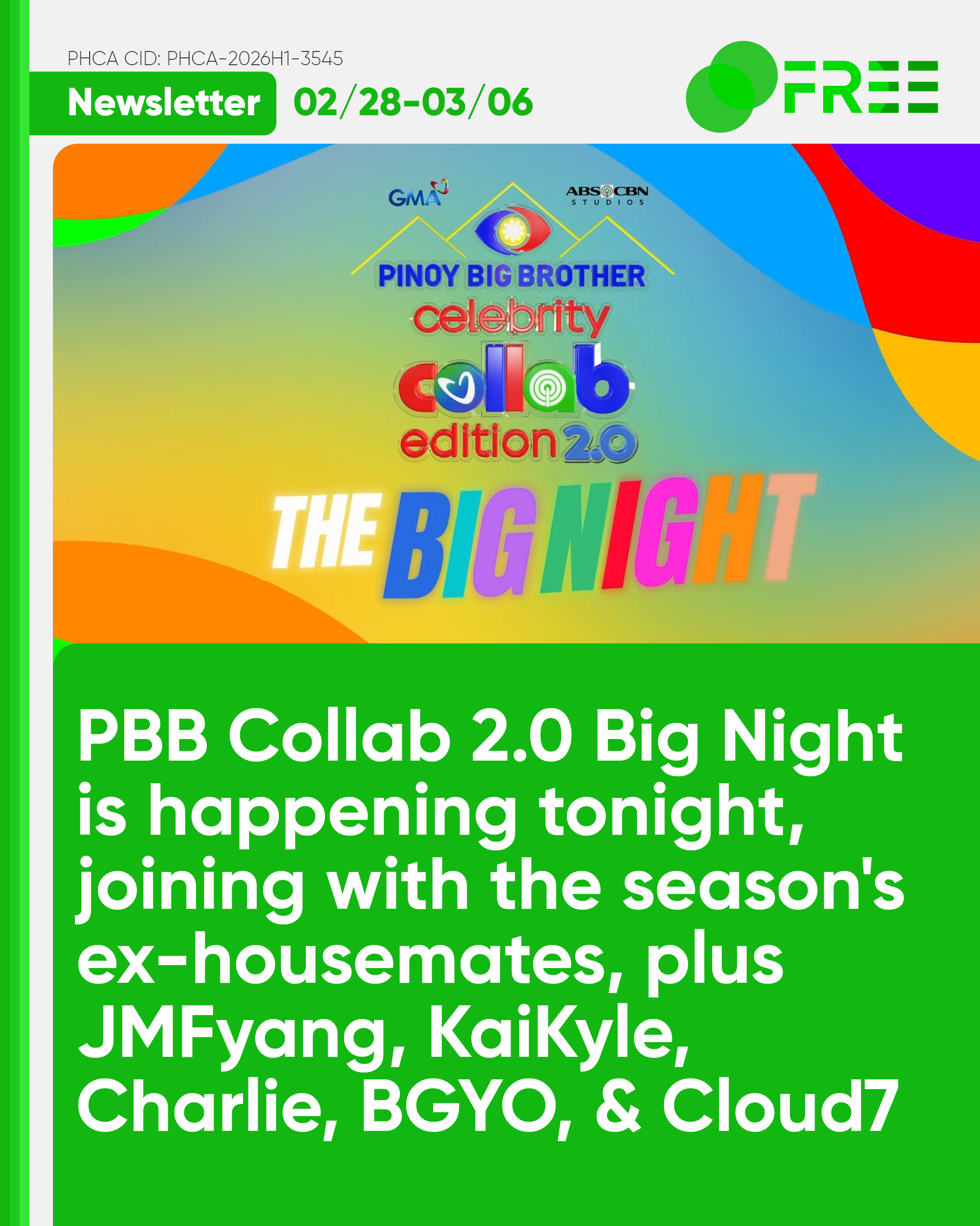 For this week's featured article, PBB Collab 2.0 Big Night is happening tonight, joining with the season's ex-housemates, plus JMFyang, KaiKyle, Charlie, BGYO, and Cloud7.