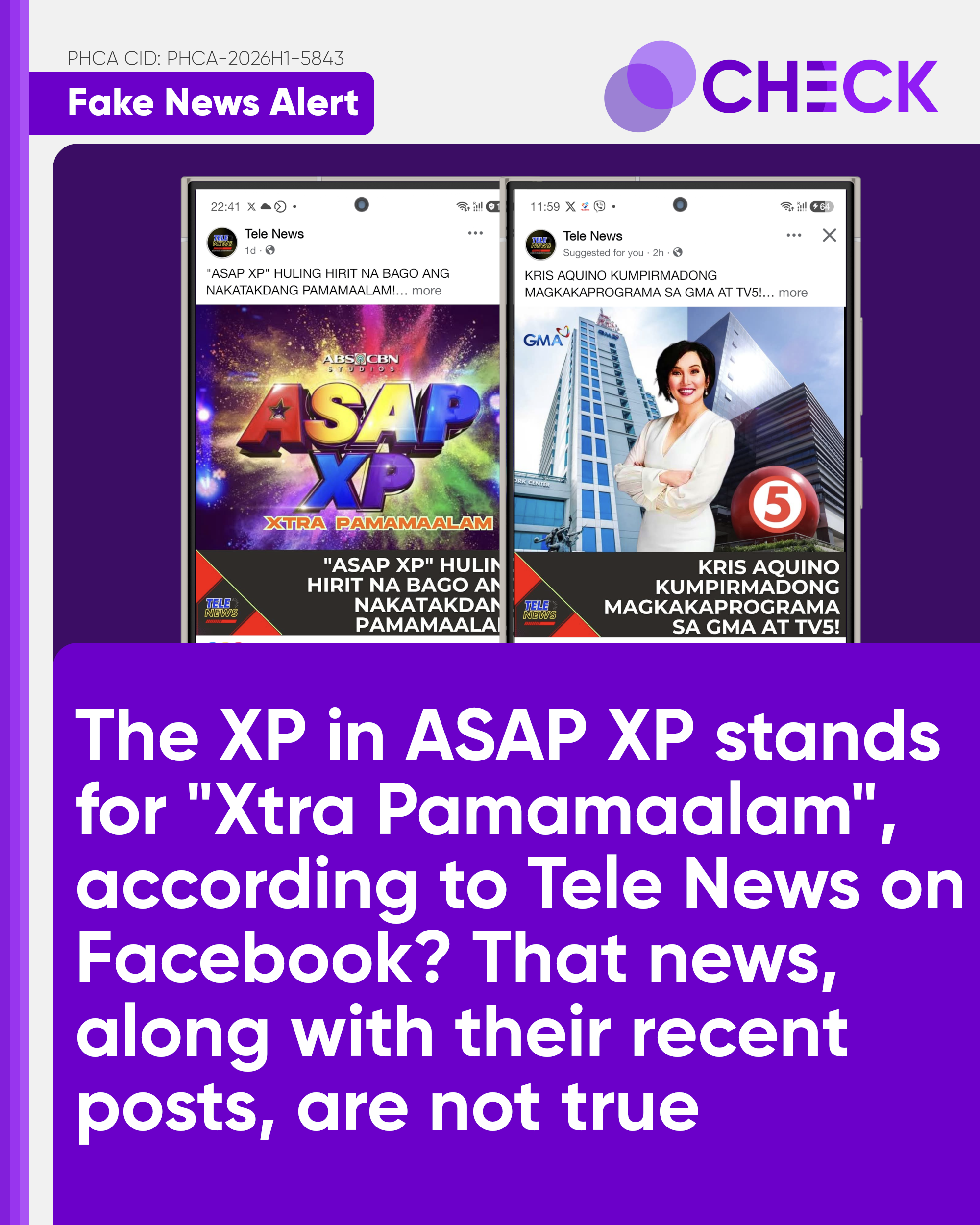 ASAP XP stands for "Xtra Pamamaalam", according to Tele News on Facebook - This is not true.